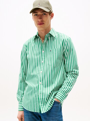 TOMMY HILFIGER Regular fit Button Up Shirt 'FLEX' in Green: front