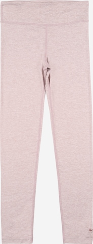NIKE Skinny Workout Pants 'One Luxe' in Pink: front