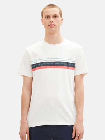 T-Shirt TOM TAILOR DENIM en blanc : devant