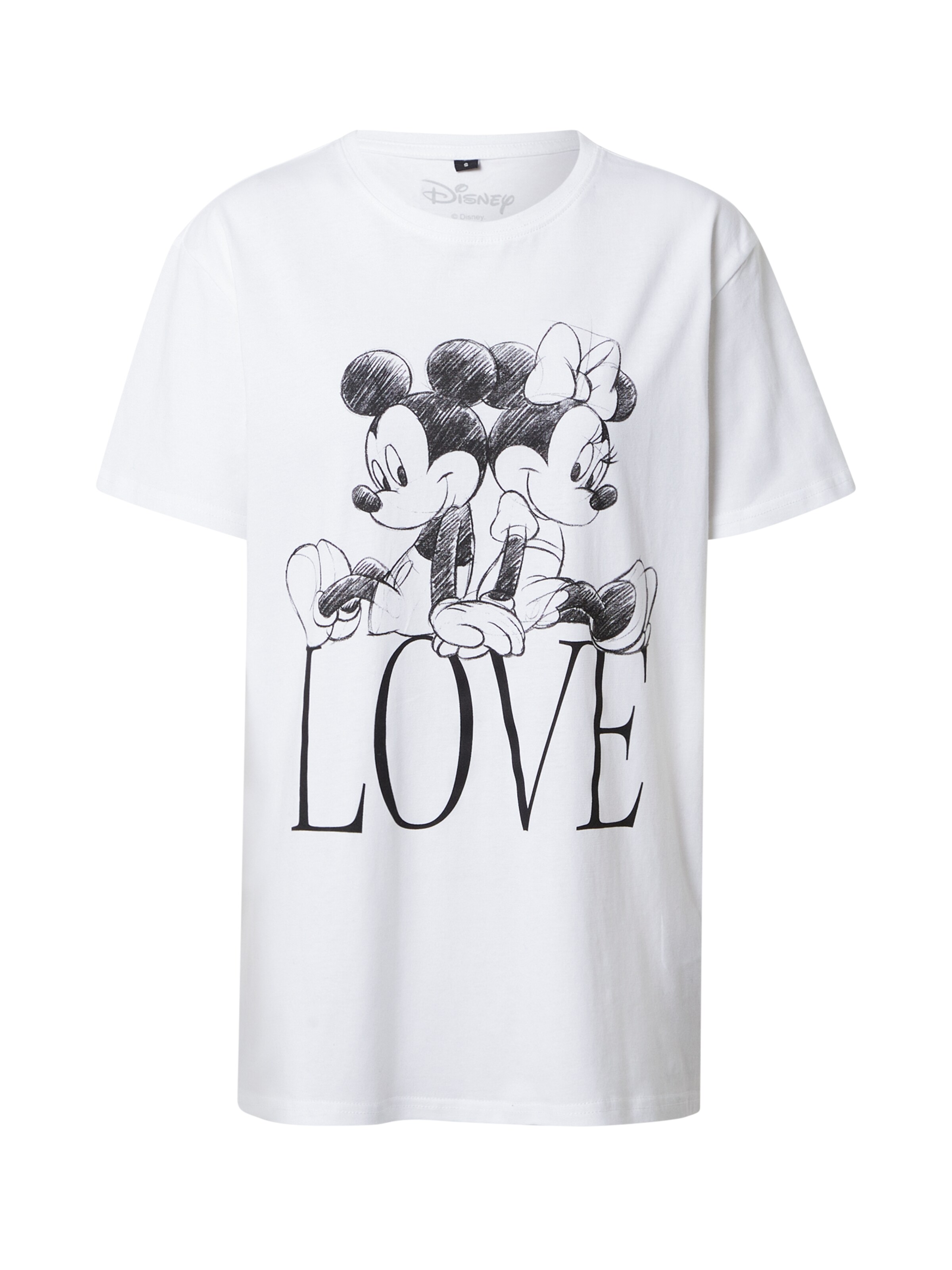 Merchcode T-Shirt 'Minnie Loves Mickey' in Weiß: Vorderseite