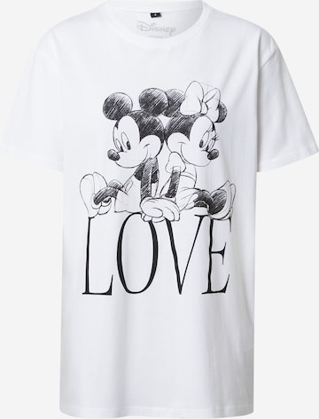 Tricou 'Minnie Loves Mickey' de la Merchcode pe alb: față