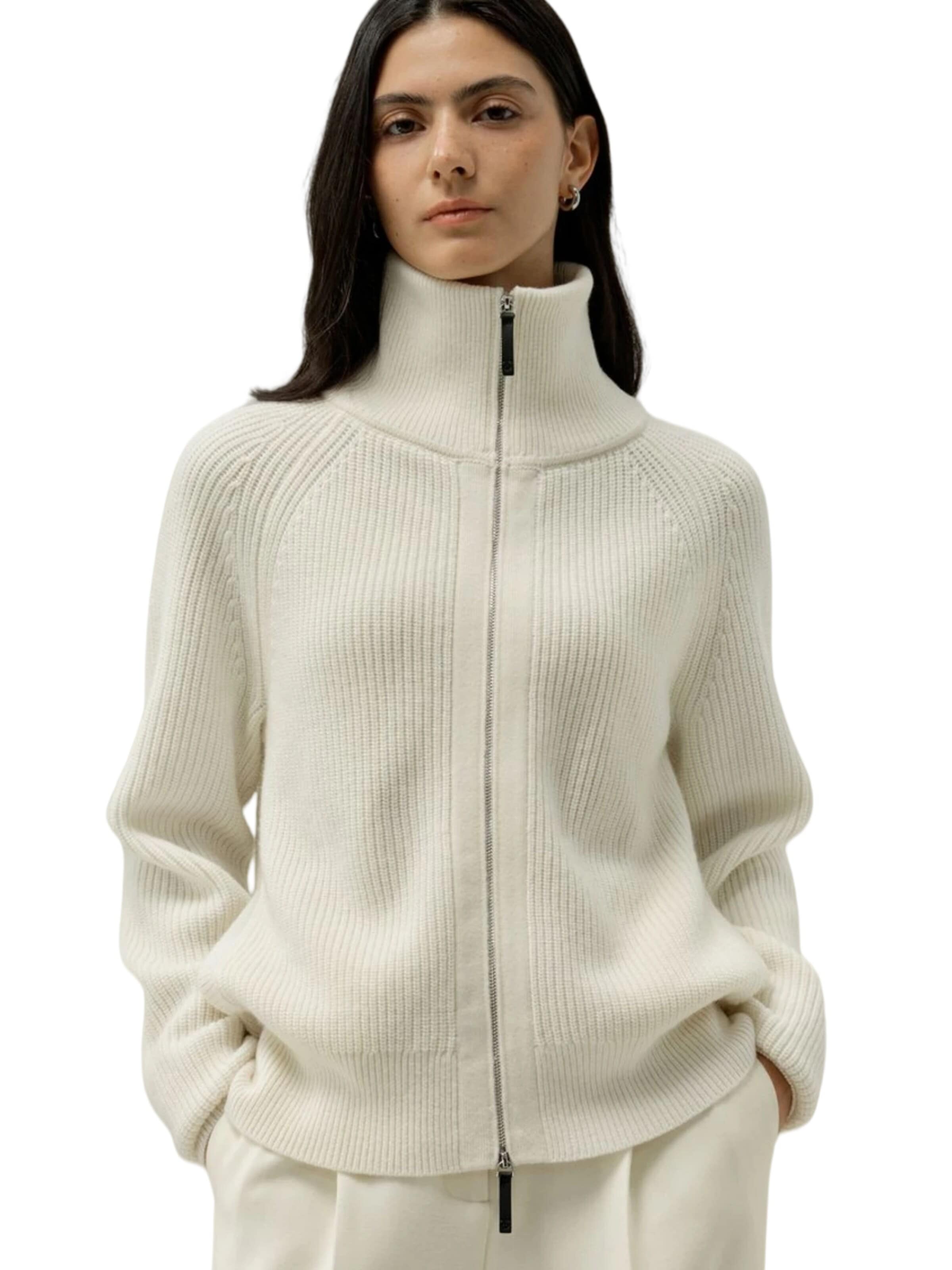 Lilysilk - Cárdigan 'Rippstrick-Pullover mit Reißverschluss' en blanco