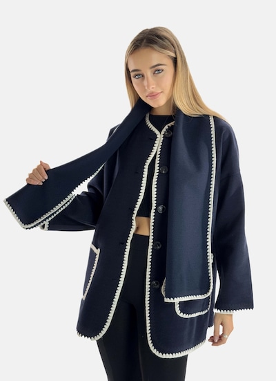 Elara Between-Seasons Coat in Dark blue / White, Item view