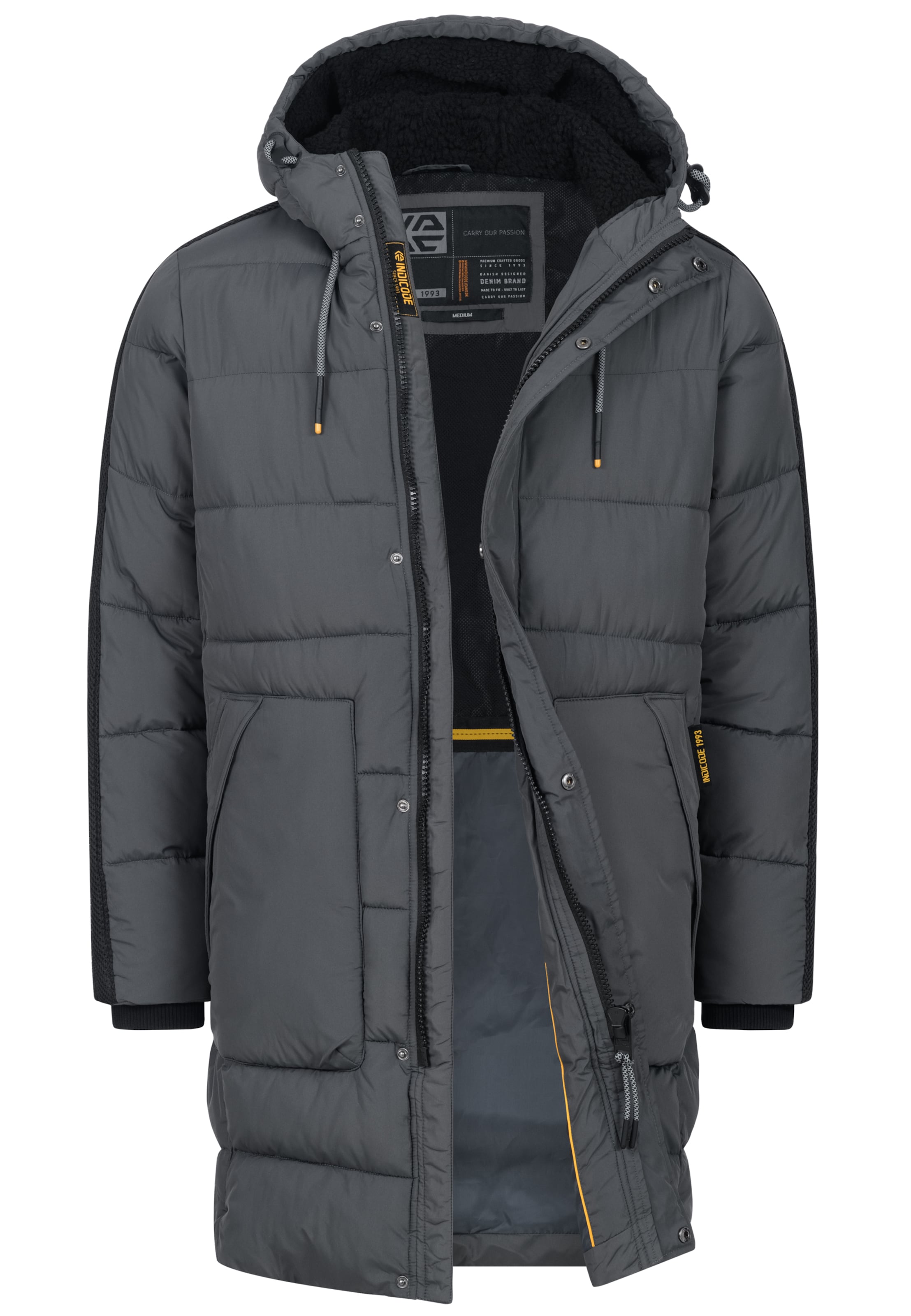 INDICODE JEANS Winterjas 'INKenter' in Grijs: voorkant