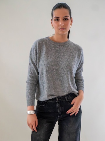WEARABLE STORIES Trui 'Manou' in Grijs: voorkant