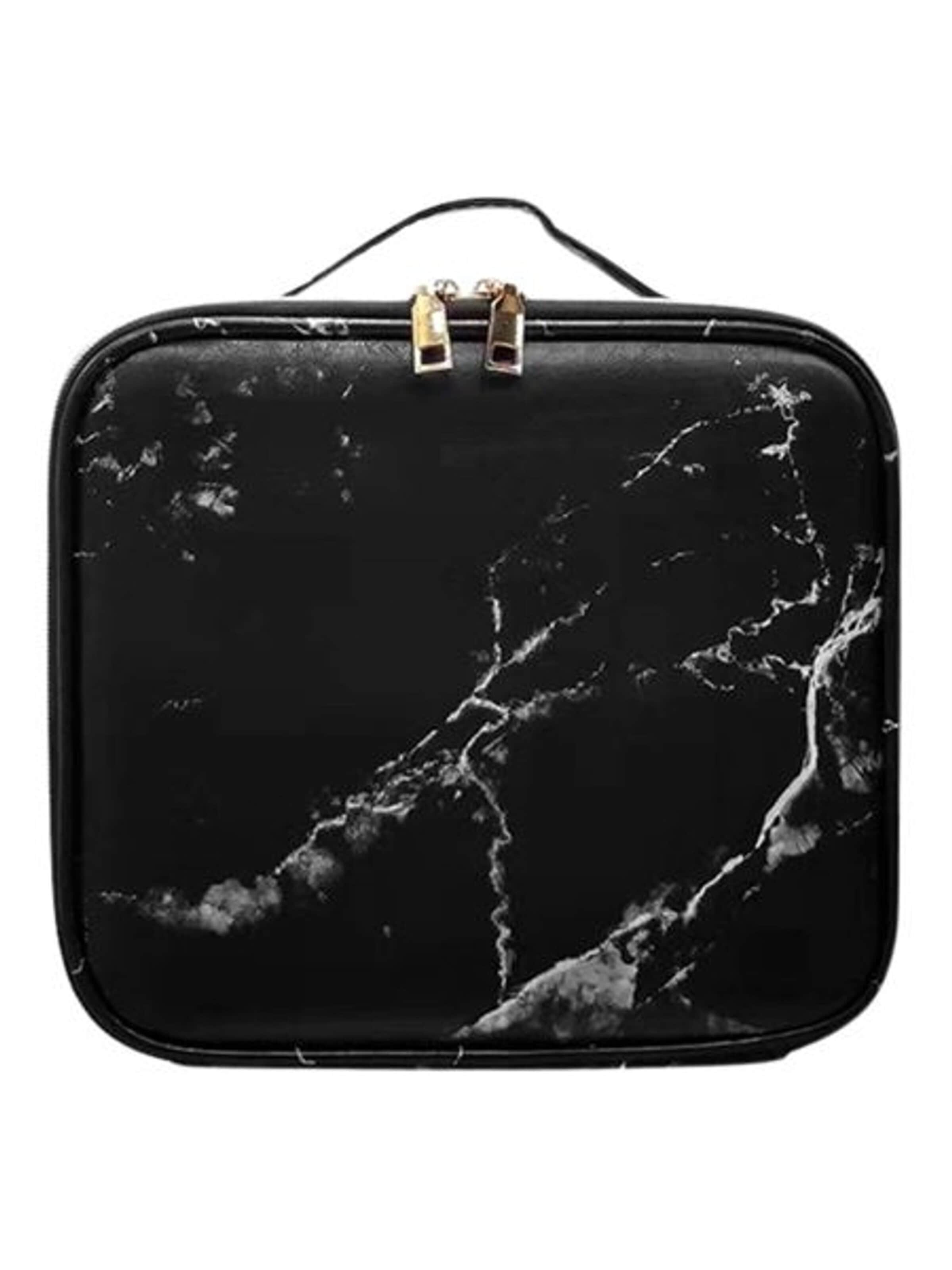 UNIQ Beauty - Bolsa de maquillaje 'Black Marble Makeup Reisetasche' en negro: frente