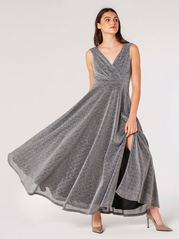 Apricot Shimmer Wrap Maxi Dress ' ' in Grau: Vorderseite