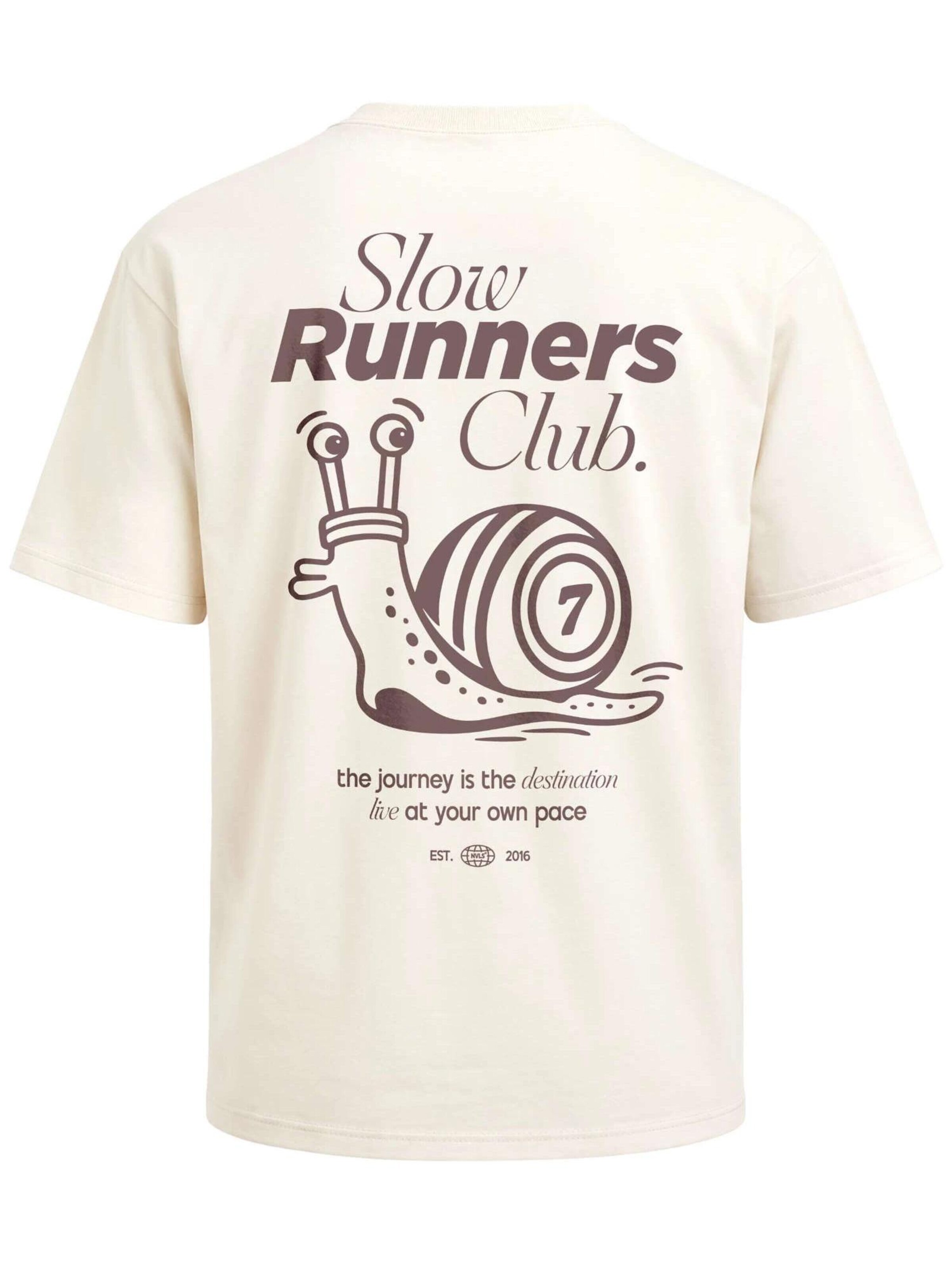 Neverless Shirt 'Slow Runners Club' in Beige: front