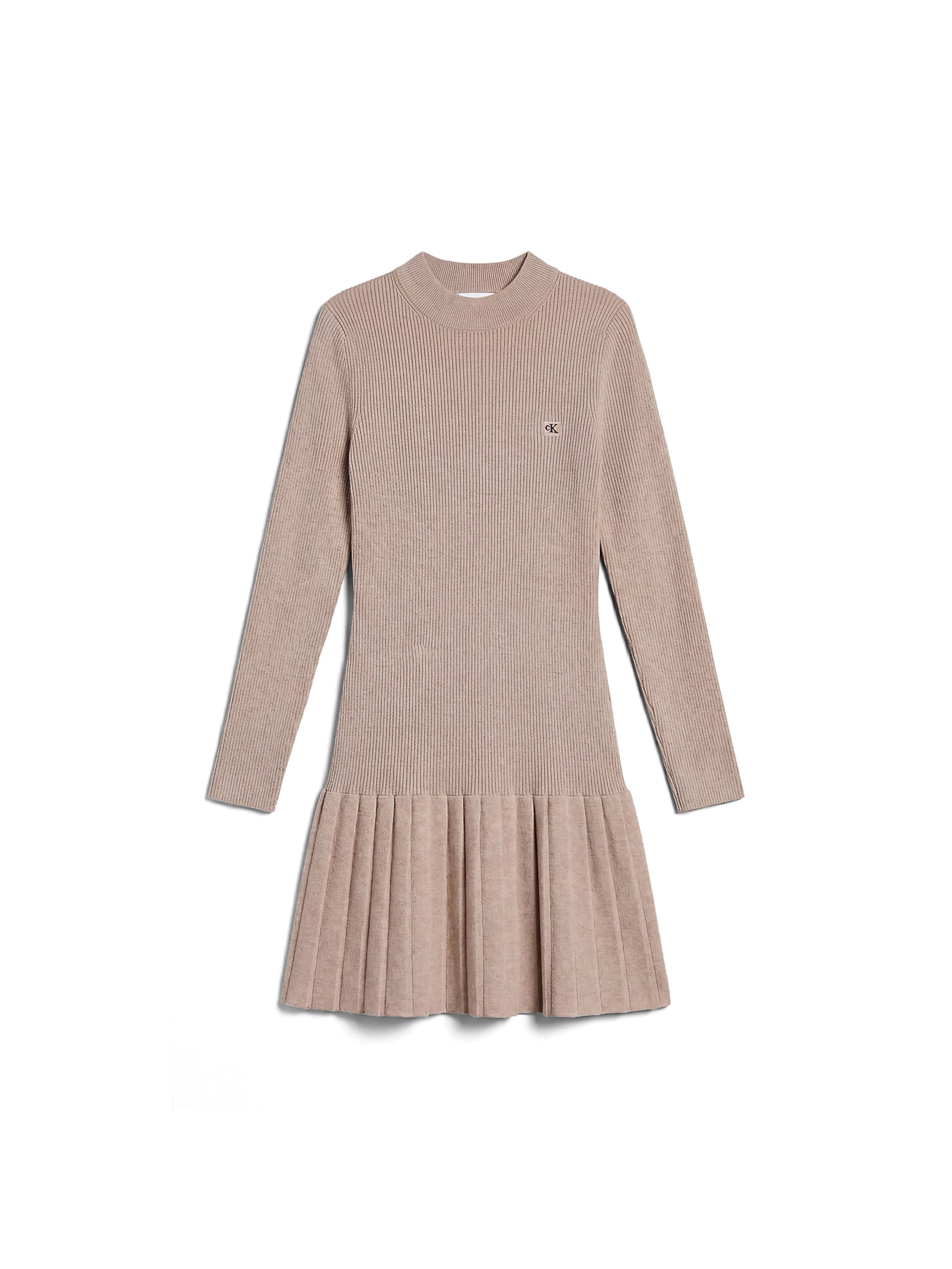 Calvin Klein Jeans Gebreide jurk in Beige: voorkant