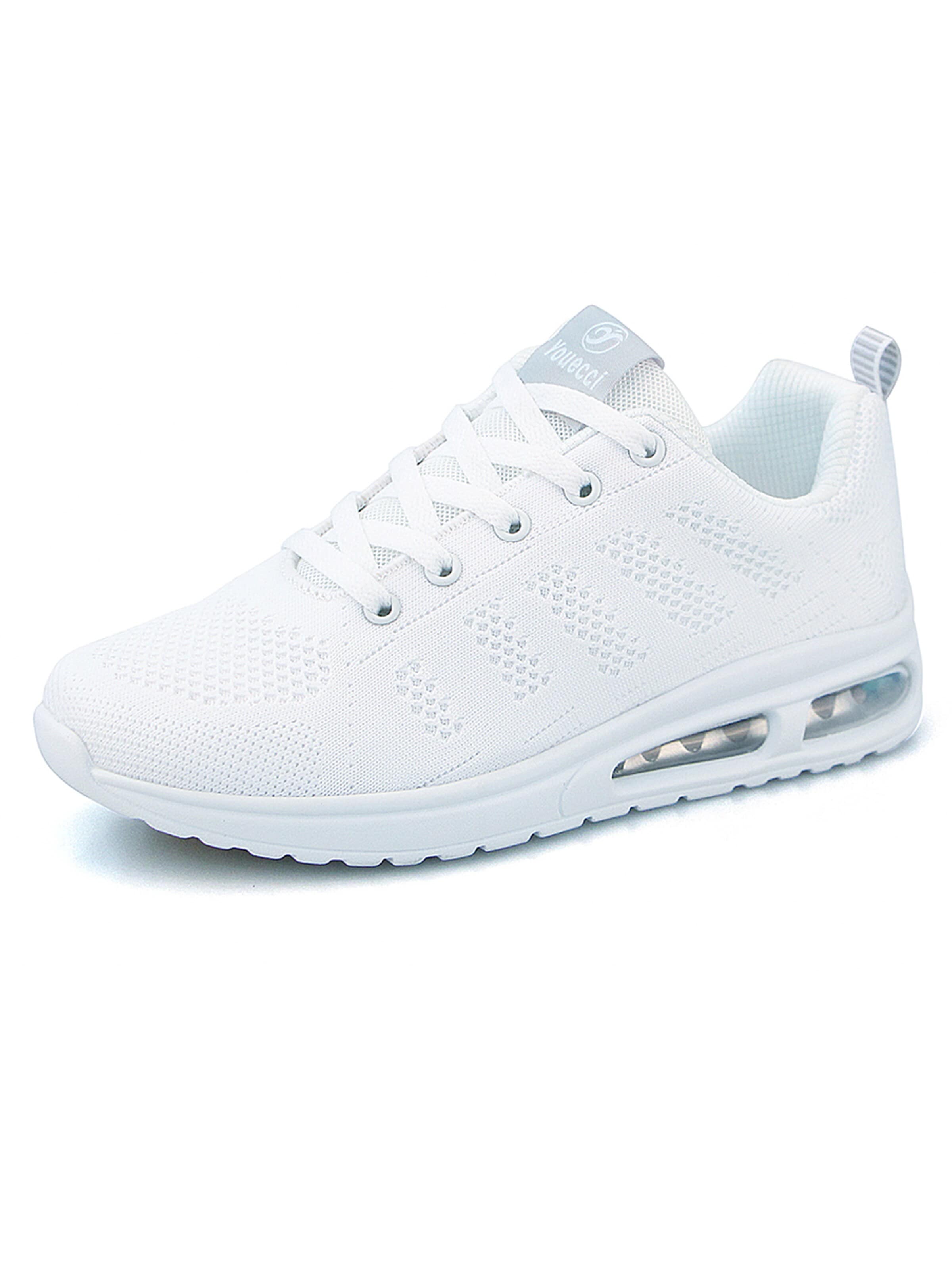 Youecci Running Shoes 'Women's Fly‑Knit Air Cushion' in White: front