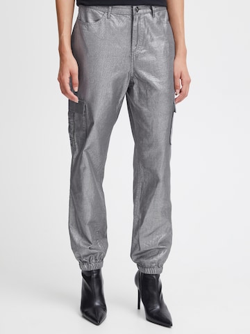 ICHI Loose fit Cargo Jeans 'JOVIE' in Grey: front