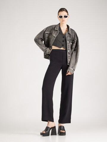 OBJECT Loose fit Trousers 'Sanne Aline' in Black