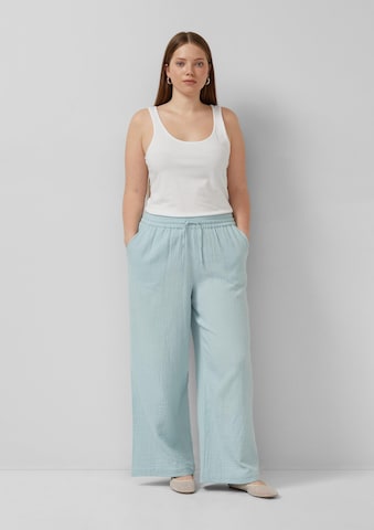 QS Wide leg Broek in Blauw: voorkant