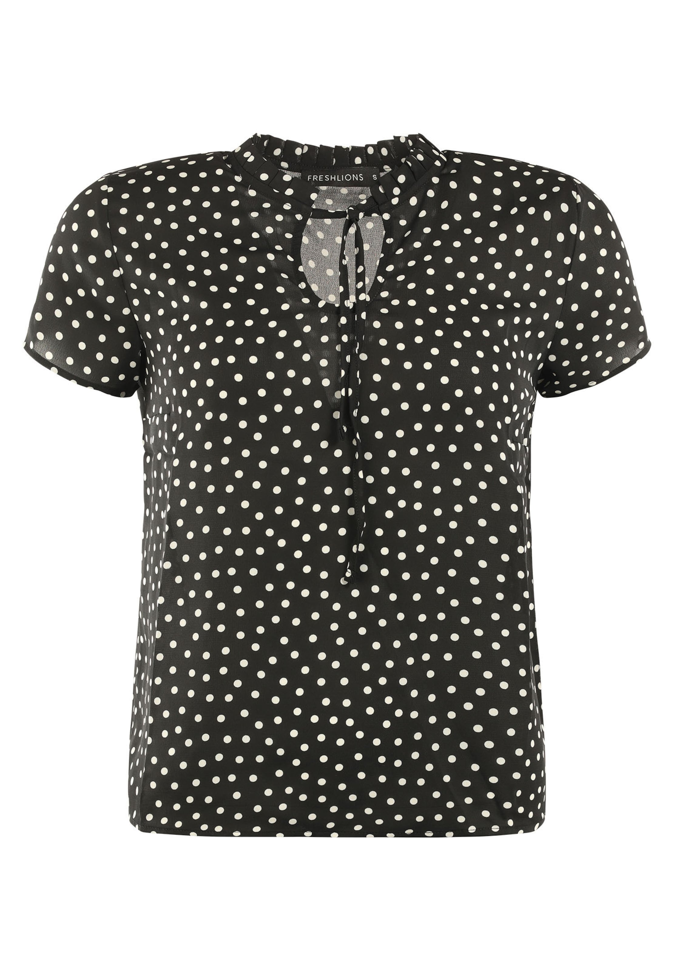 FRESHLIONS Kurzarmbluse 'Amea' in Schwarz: Vorderseite