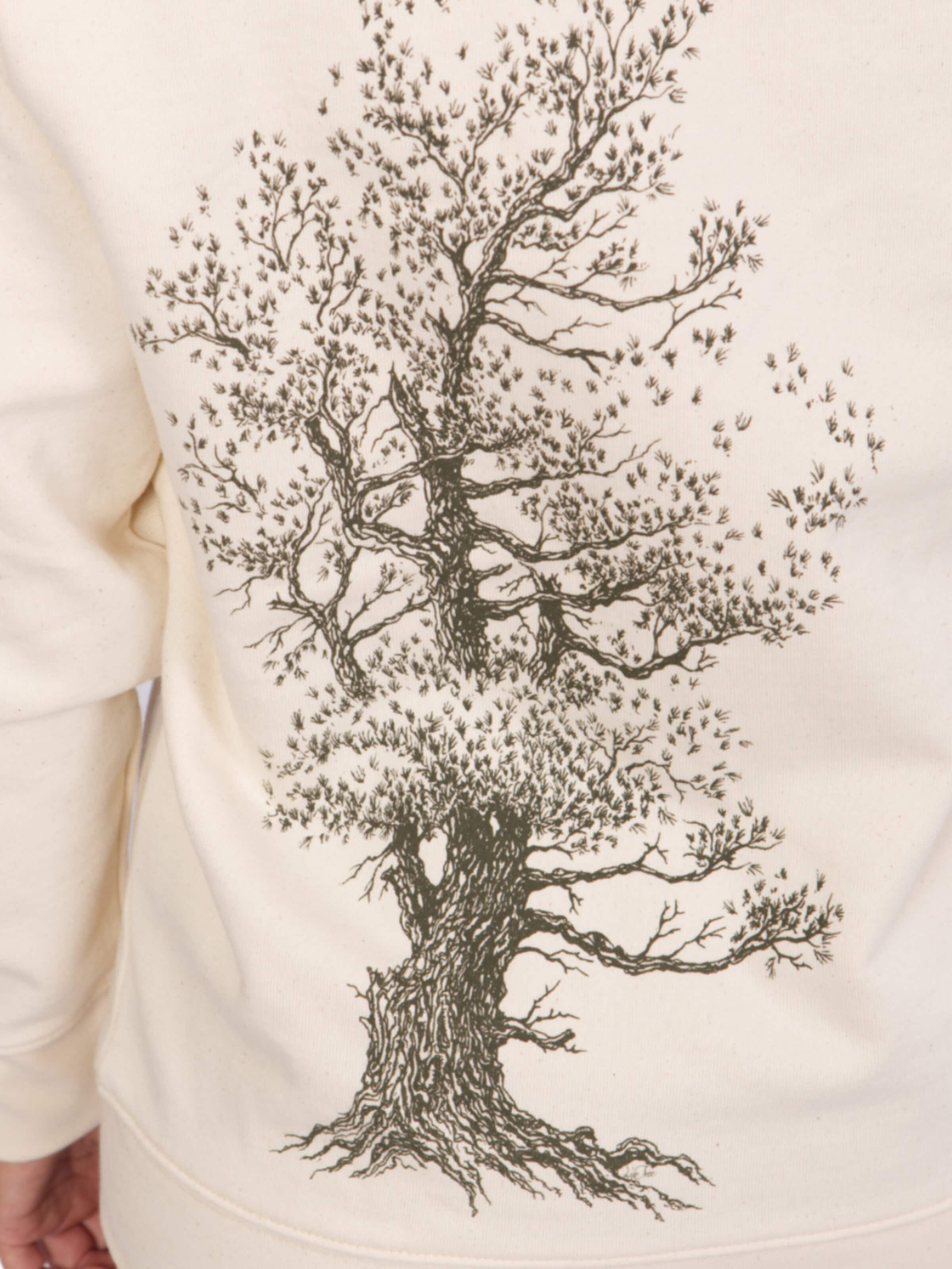 Life-Tree Sweatshirt 'Natural Raw Pine Tree' in Beige