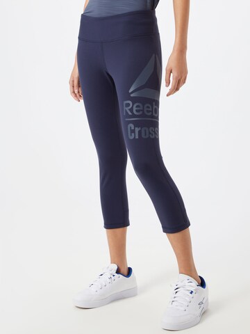 Reebok Slimfit Spodnie sportowe 'Lux' w kolorze niebieski: przód