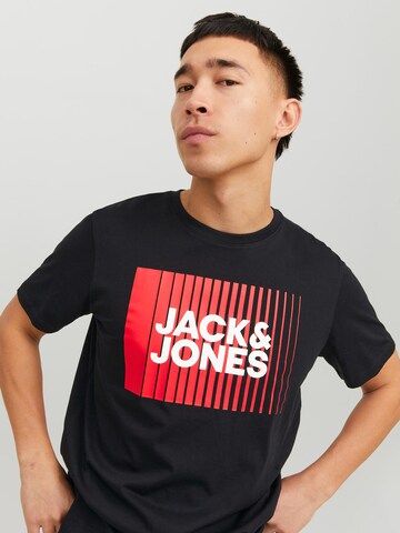 melns JACK & JONES T-Krekls 'Corp'