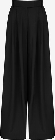 NOCTURNE Wide leg Pleat-Front Pants in Black: front