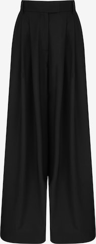 NOCTURNE Wide leg Pleat-front trousers in Black: front