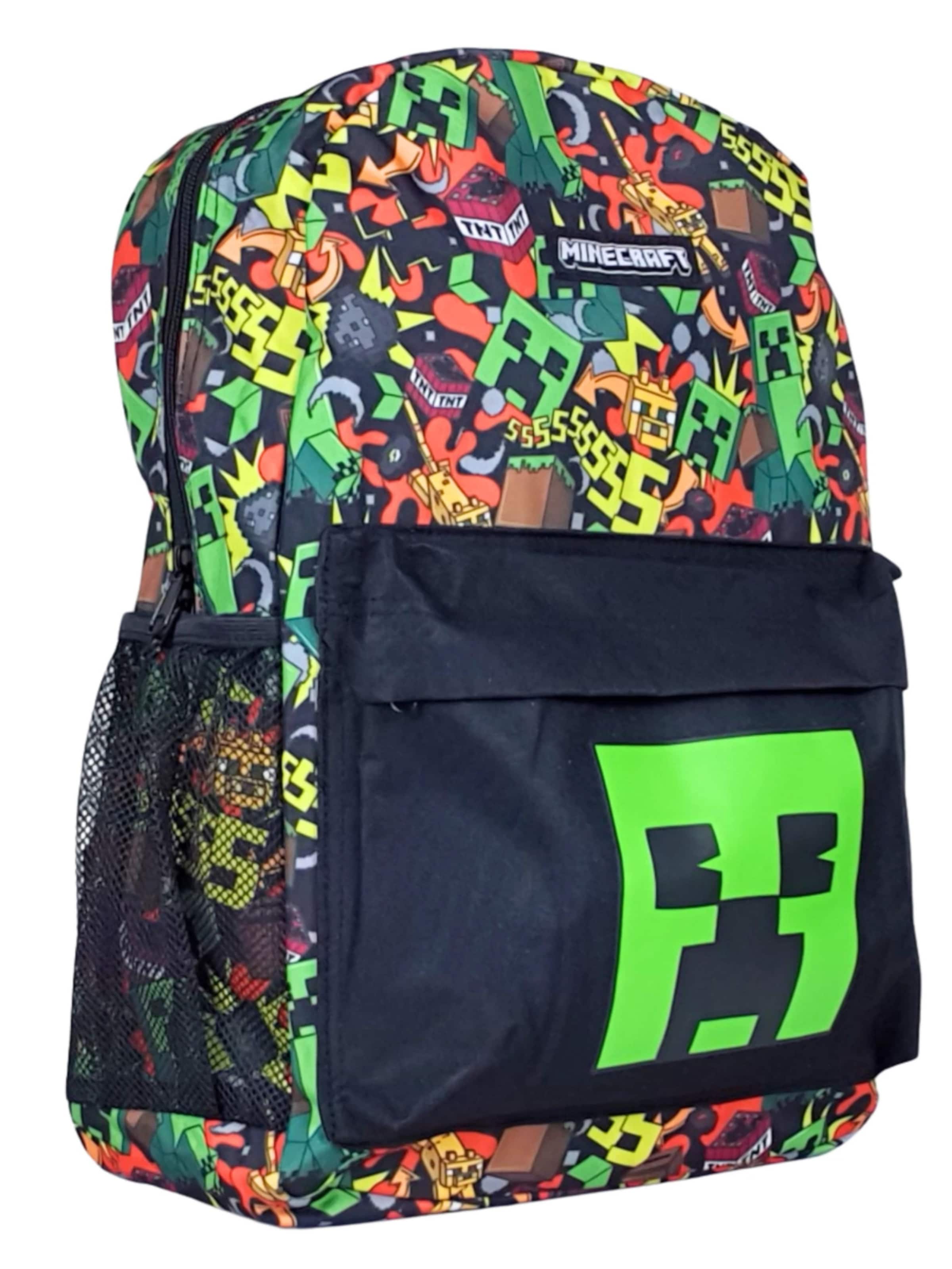 Minecraft Backpack 'Minecraft Backpack Kids – Creeper – Black/Green – School Bag with Laptop Compartment' in Green: front