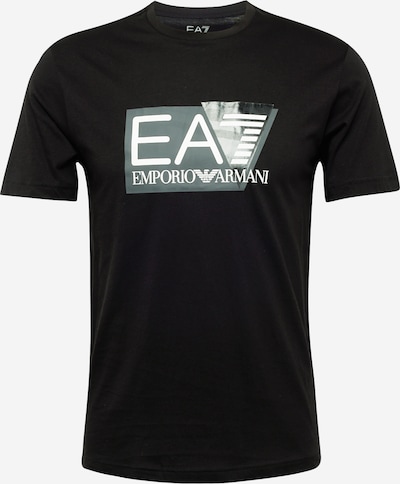 EA7 Emporio Armani T-Krekls, krāsa - tumši zaļš / melns / balts, Preces skats