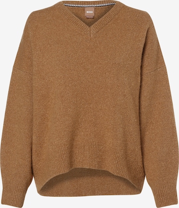 BOSS Black Oversized Sweater in Brown: front