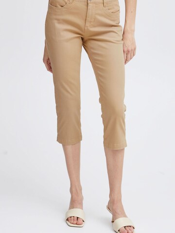 Fransa Slim fit Trousers in Beige: front