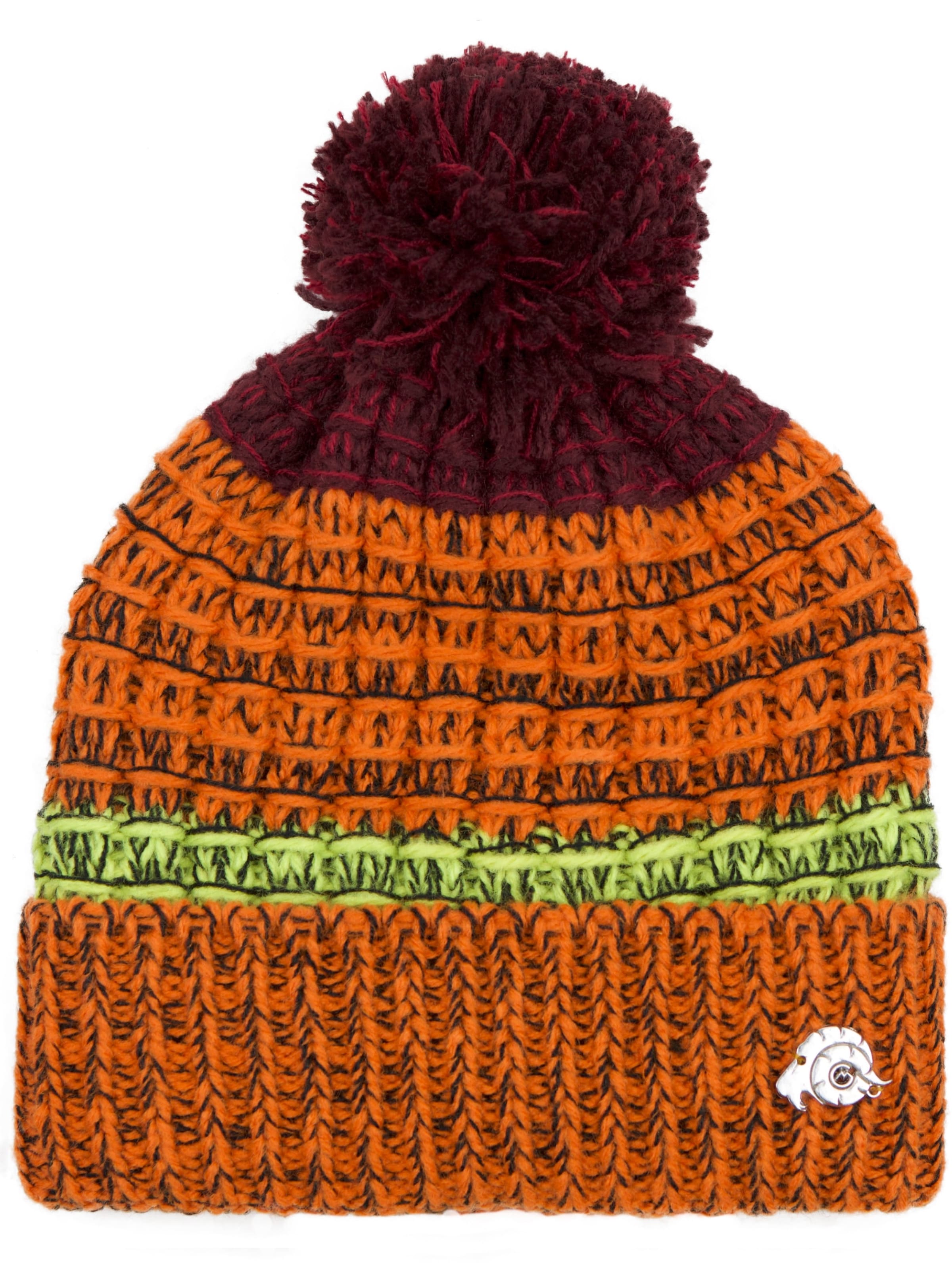 Guggen Mountain Beanie 'Mütze K109 Wintermütze mit Bommel und leichtem Fleecefutter' in Orange: front