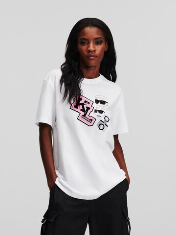 Karl Lagerfeld Υπερμέγεθες μπλουζάκι ' Ikonik ' σε λευκό: μπροστά