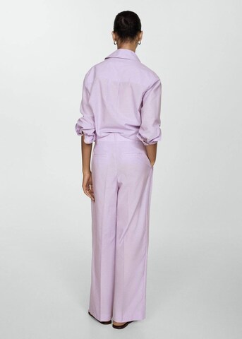 MANGO Wide leg Bandplooibroek in Lila