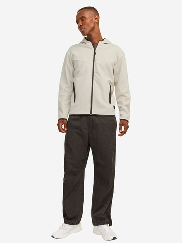 JACK & JONES Sweat jacket 'Fusion' in Beige
