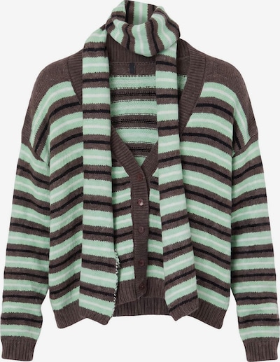 Trendyol Set: Strickjacke und Schal in XS in schoko / mint / schwarz, Produktansicht