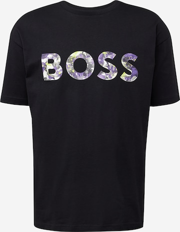 Tricou 'Lotus' de la BOSS pe negru: față