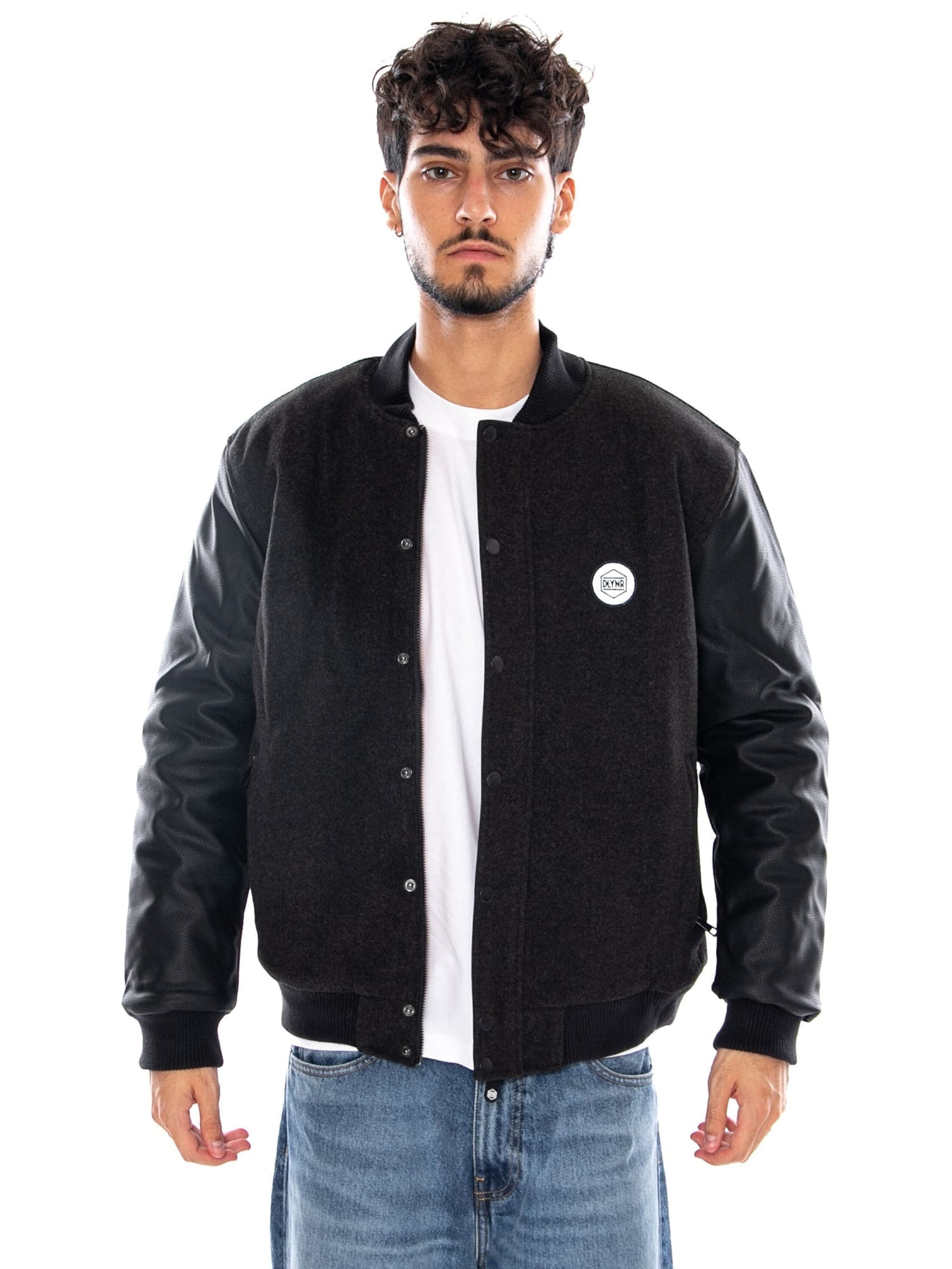 DOLLY NOIRE Tussenjas 'CORPORATE BOMBER BLACK' in Zwart: voorkant