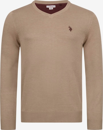 Pull-over U.S. POLO ASSN. en beige : devant