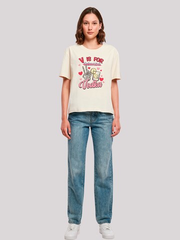 T-shirt oversize 'Anti Valentinstag V Is For Vodka' F4NT4STIC en beige