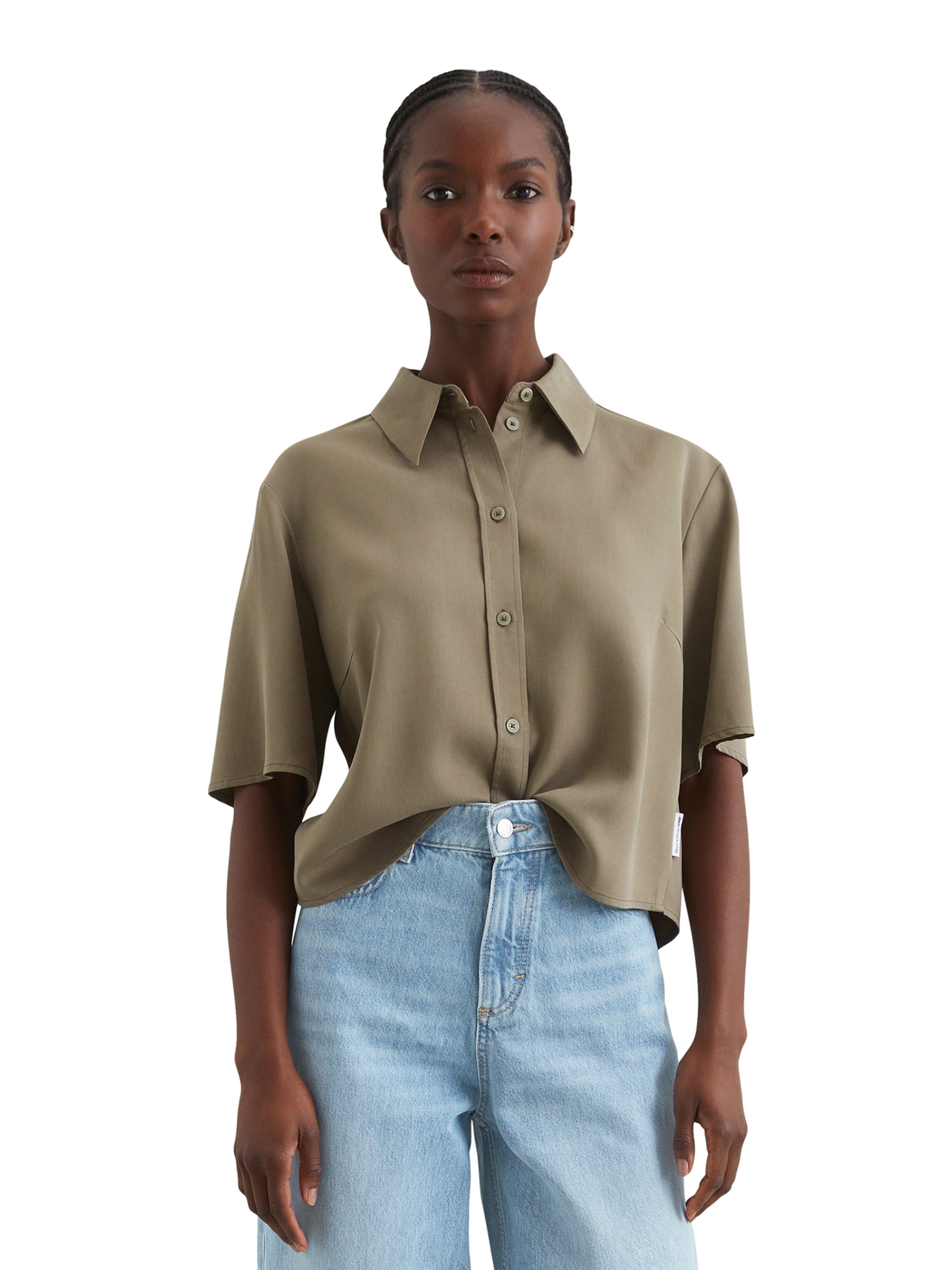 Marc O'Polo DENIM Bluse in Grün: Vorderseite