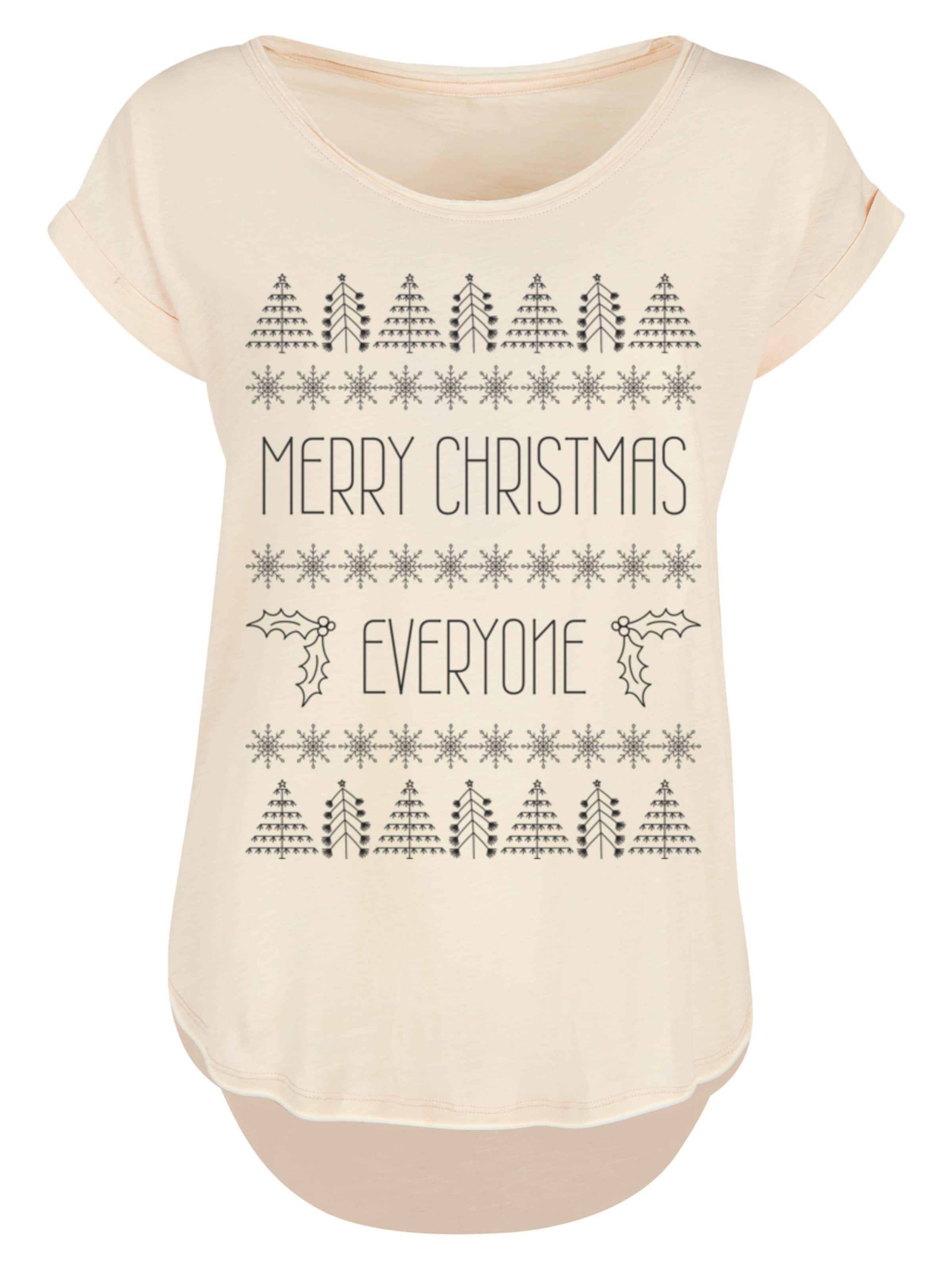 F4NT4STIC Shirt 'Merry Christmas Everyone Weihnachten' in Beige: voorkant