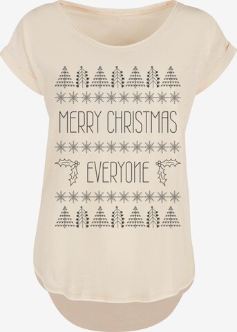 T-shirt 'Merry Christmas Everyone Weihnachten' F4NT4STIC en beige : devant