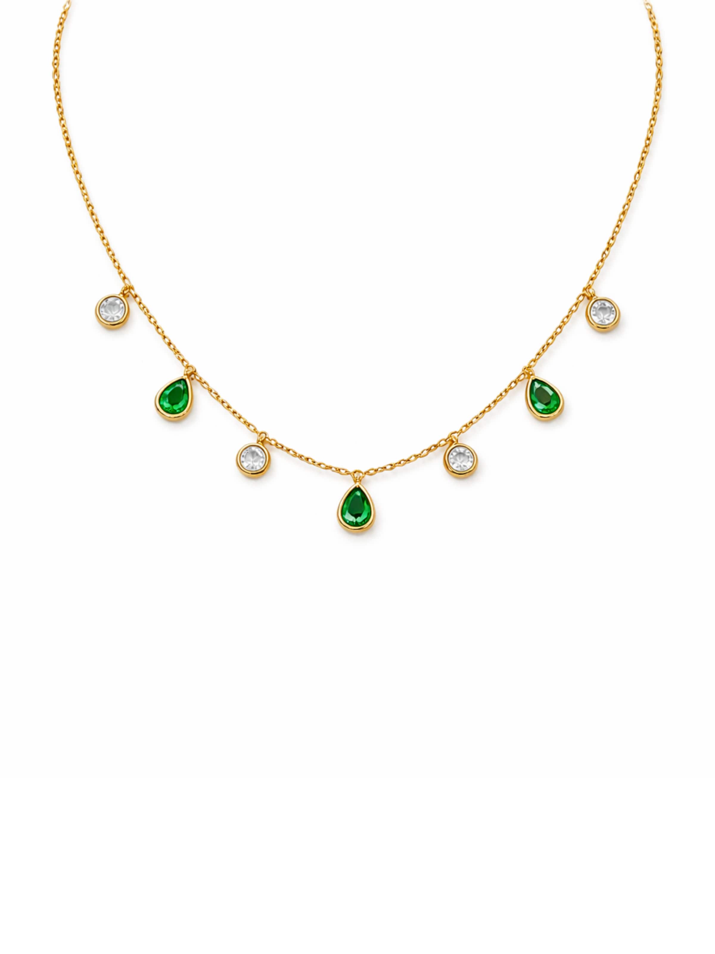 Pure Schmuck Ketting 'Garden Grace Halskette | Bridgerton' in Groen: voorkant