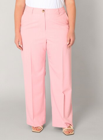 BASE LEVEL CURVY Regular Bundfaltenhose in Pink: Vorderseite