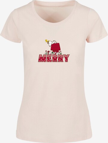 Merchcode Shirt 'Peanuts Merry' in Roze: voorkant