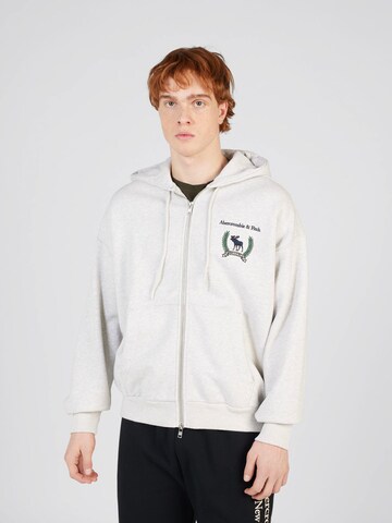 Abercrombie & Fitch Zip-Up Hoodie 'PREMIUM TECH' in White: front