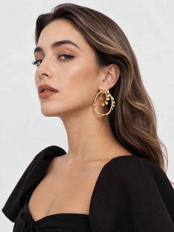 RteRmeNaušnice 'Two-Way Pearl Gold Hoop Earrings' - zlatna boja