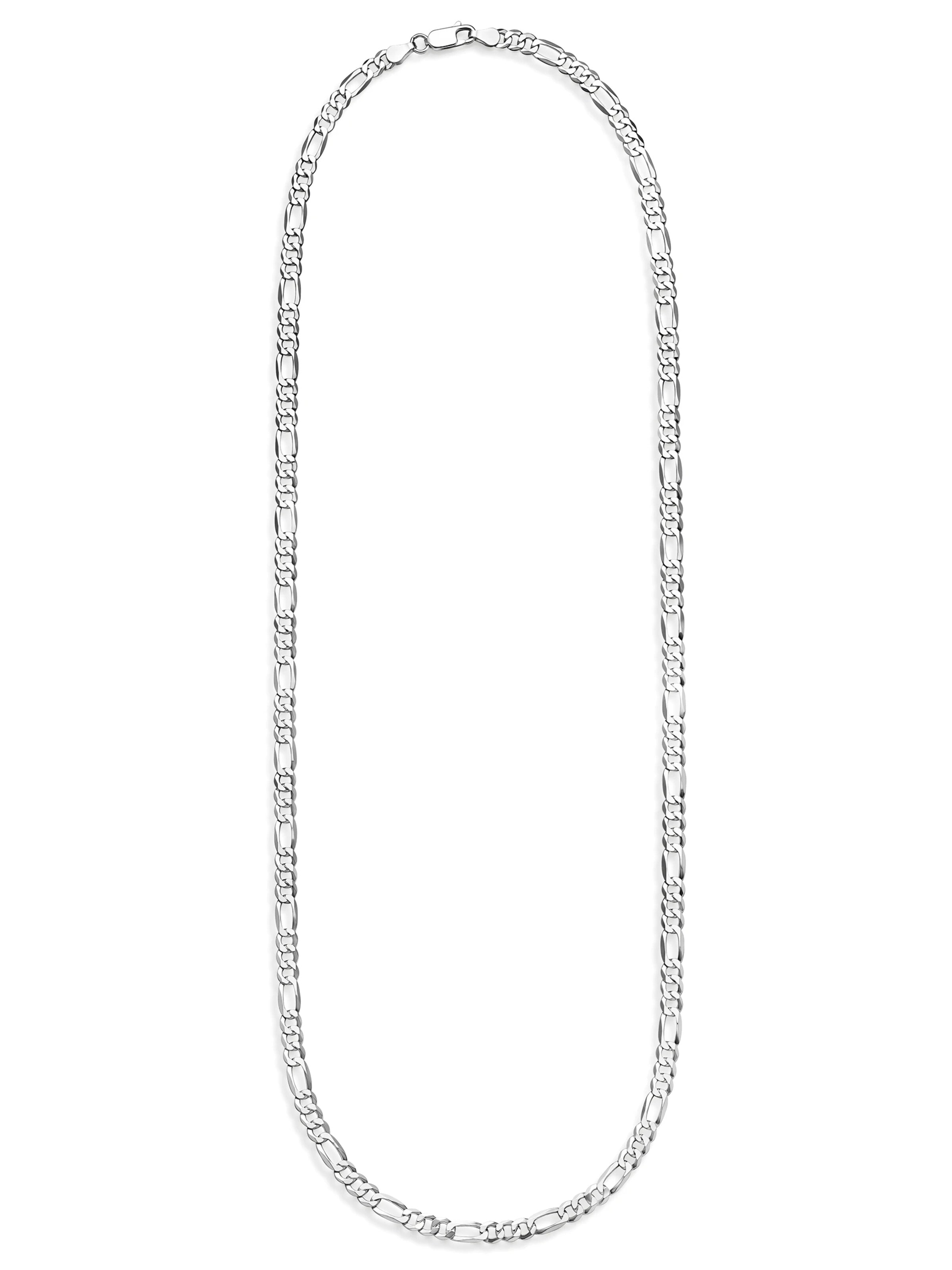 NTHIRTYTHREE Necklace 'Silberkette 925 Sterling Silber Figaro Stil Echtsilber 45cm-60cm Halskette - Bestpreis - Damen Herren mit Schmuckbox - Sale 31.08.2026' in Silver: front