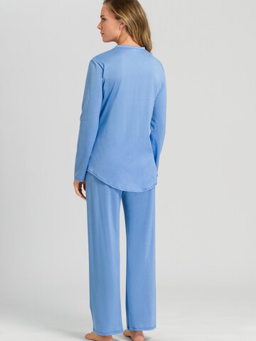 Hanro Pyjama ' Cotton Deluxe ' in Blauw