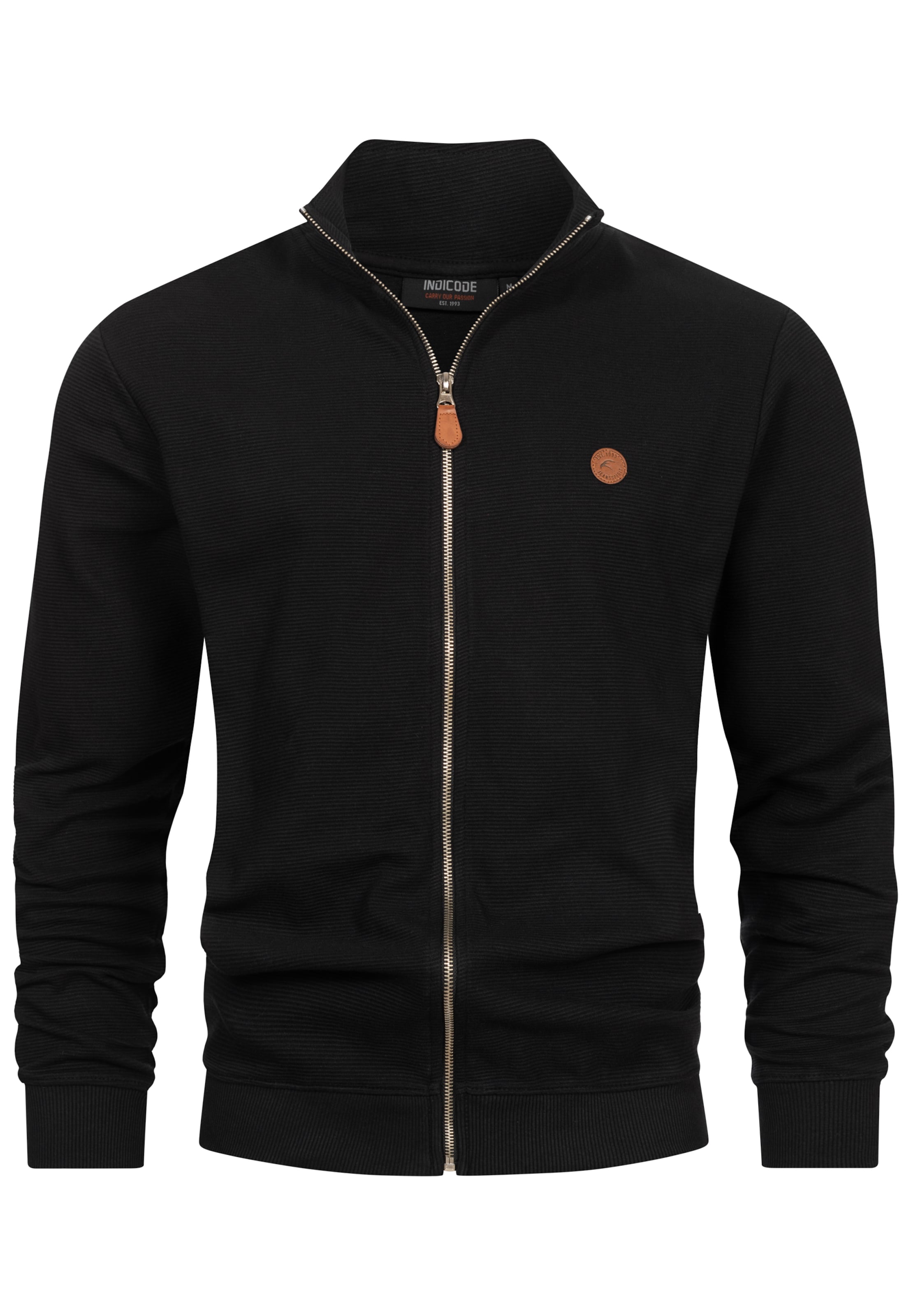 INDICODE JEANS Zip-Up Hoodie 'Guadalupe' in Black: front