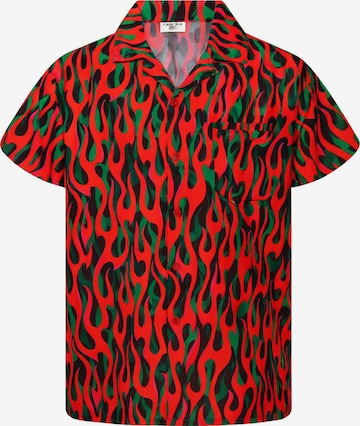 King Kameha Shirt 'Flames Allover' in Red: front