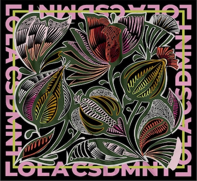 Lola Casademunt Huivi koossa One Size värissä vihreä / eosiini / musta / offwhite, Tuotenäkymä