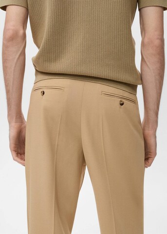 MANGO MAN Loose fit Pleat-Front Pants 'Boston' in Beige